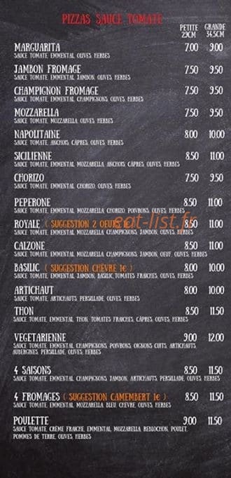 Jb pizza — carte page 1