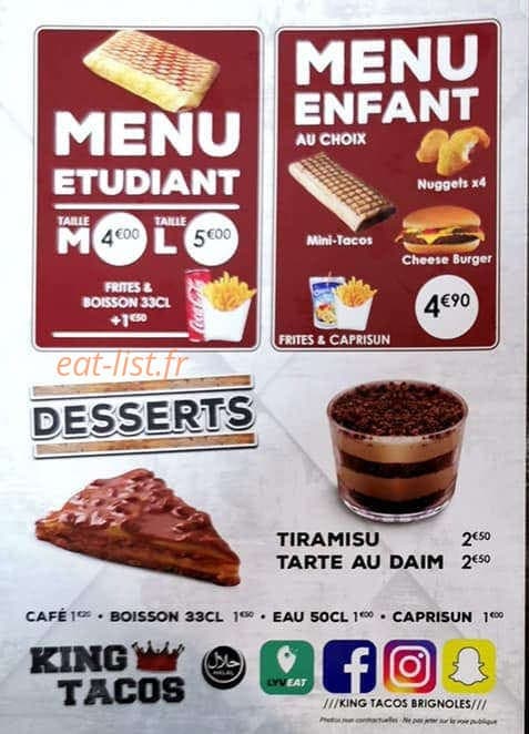 King Tacos — carte page 5