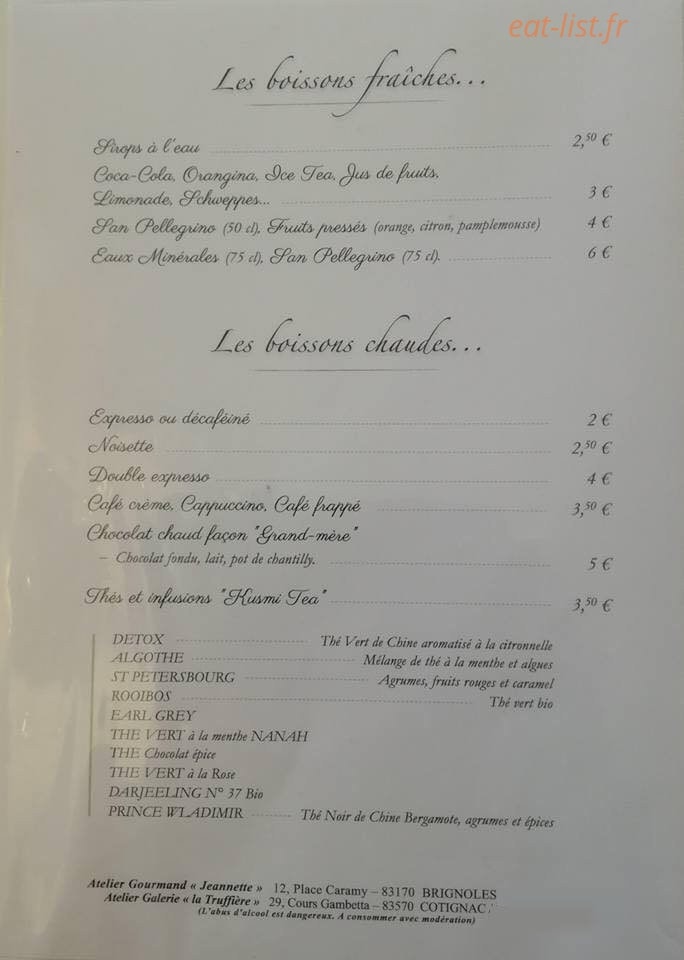 L'atelier Gourmand — carte page 4