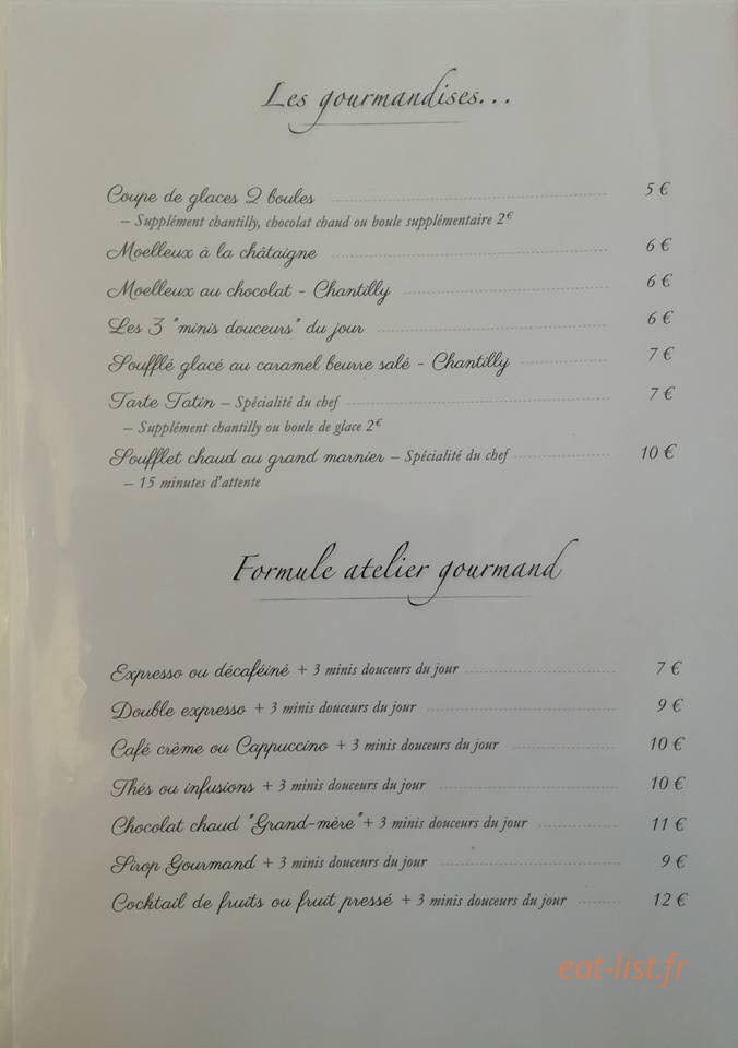 L'atelier Gourmand — carte page 3