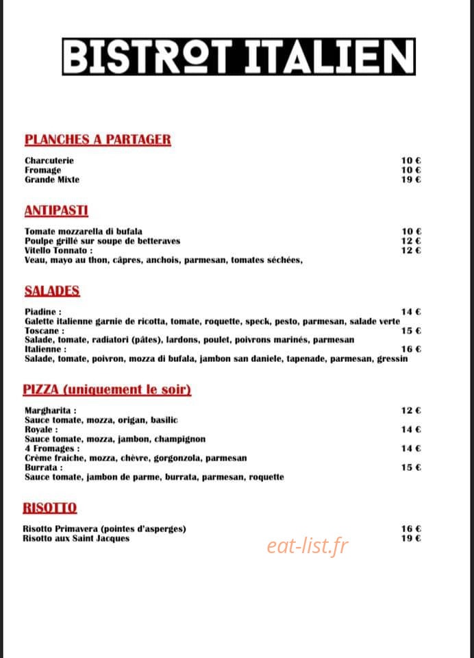 Le Bistrot Italien — carte page 2