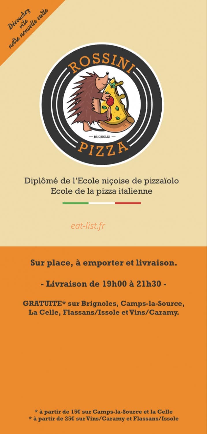 Rossini Pizza — carte page 1