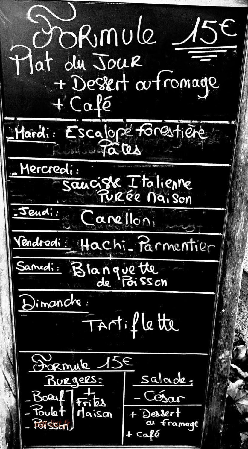 Carte et menu de Le Cercle de la jeune France à Rougiers — Un exemple de menu de la semaine