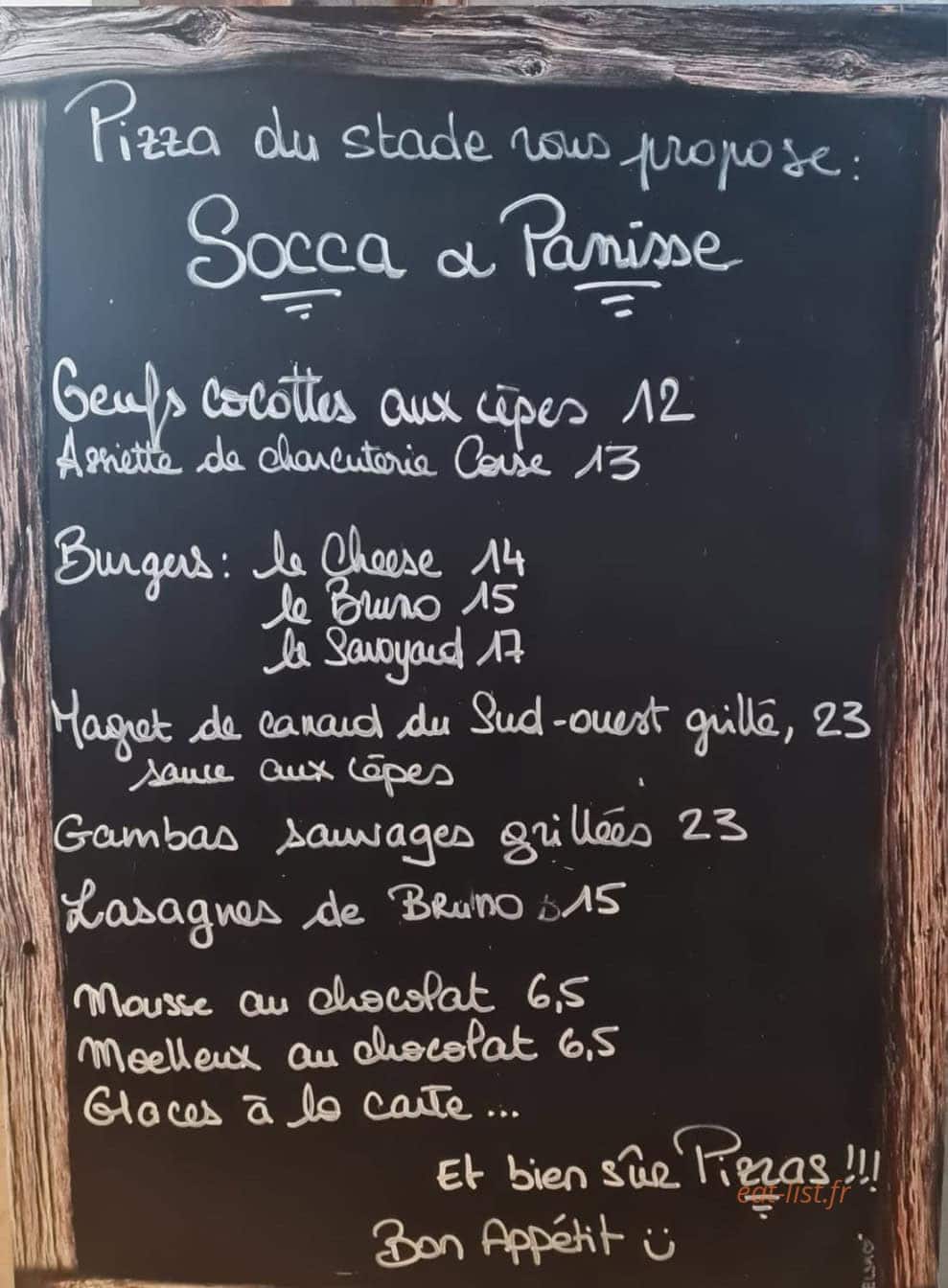 Pizza du Stade chez Lise — carte page 1