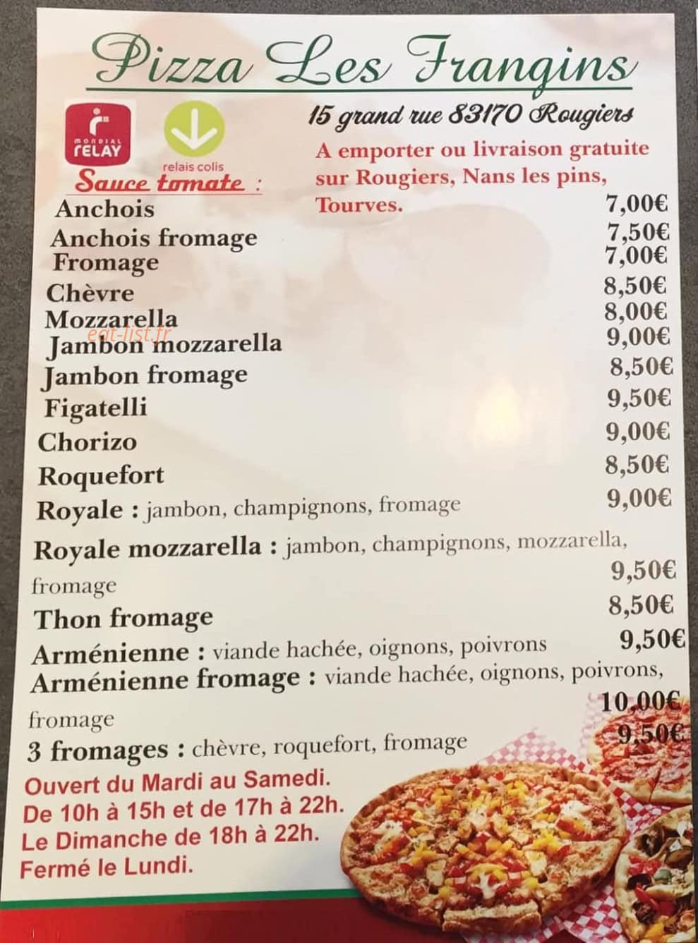 Pizza Les Frangins — carte page 1
