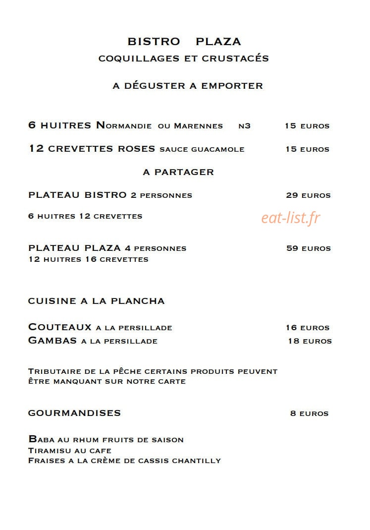 Bistro Plaza — carte page 3