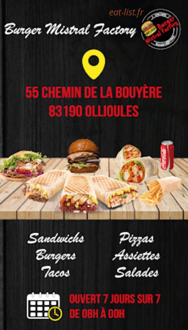 Burger mistral factory — carte page 1