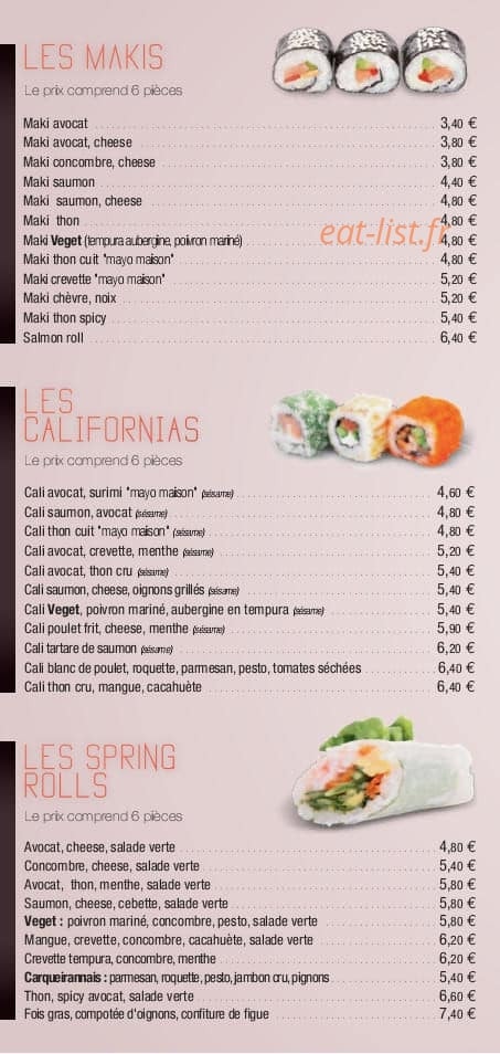 Easy Sushi — carte page 2