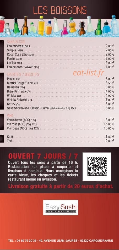 Easy Sushi — carte page 6