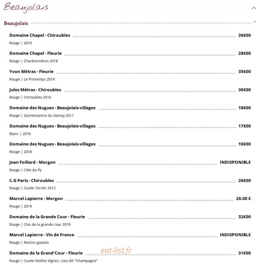 Le Bouchon — carte page 21