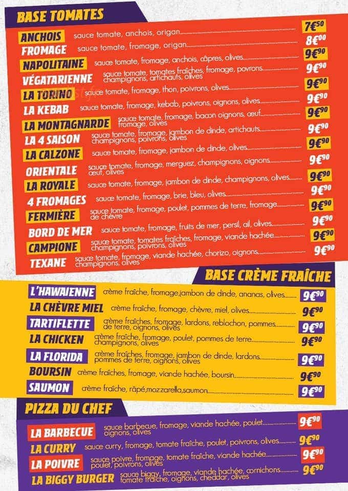 Mondial Burger&Pizza — carte page 2