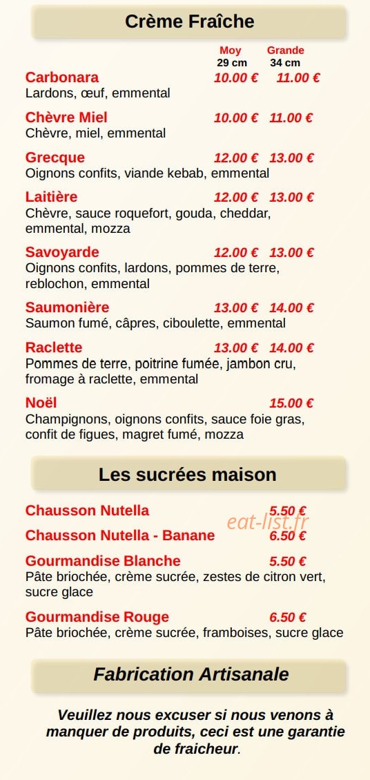 Pizza capri — carte page 4