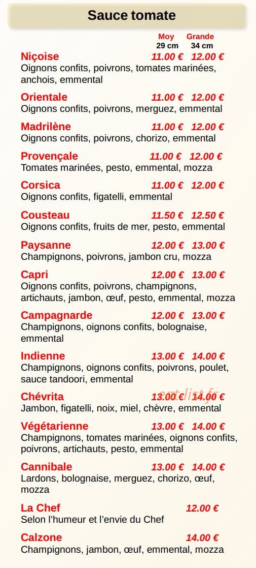 Pizza capri — carte page 3