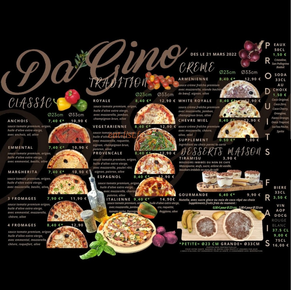 Pizza Da Gino — carte page 1
