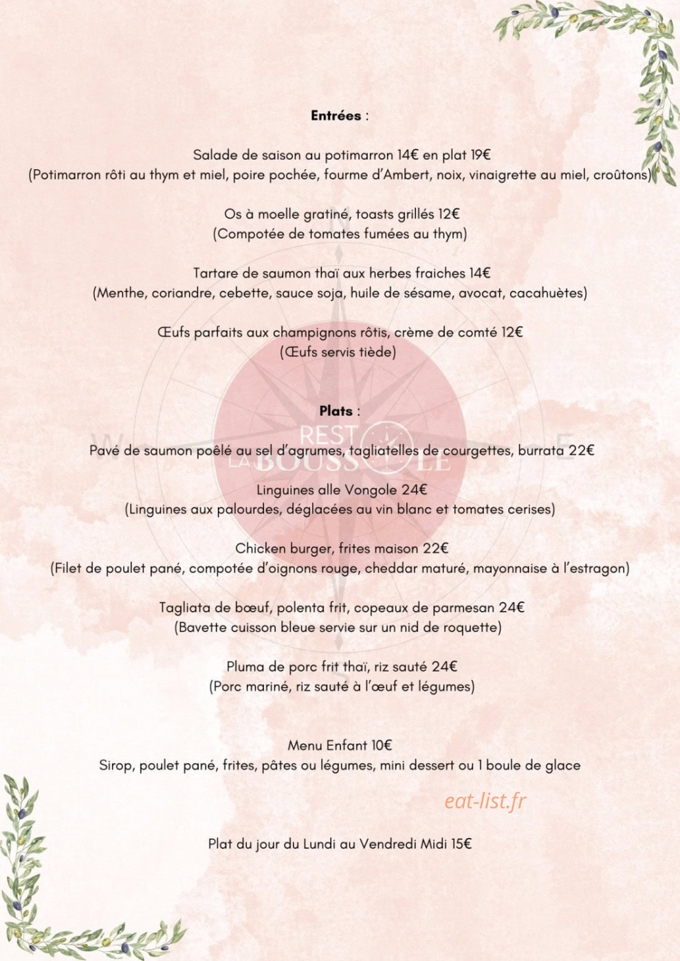 Resto La boussole — carte page 1