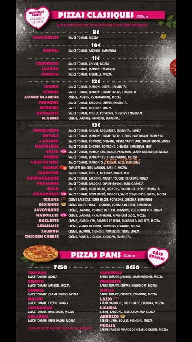 Pizz'Atomic — carte page 1