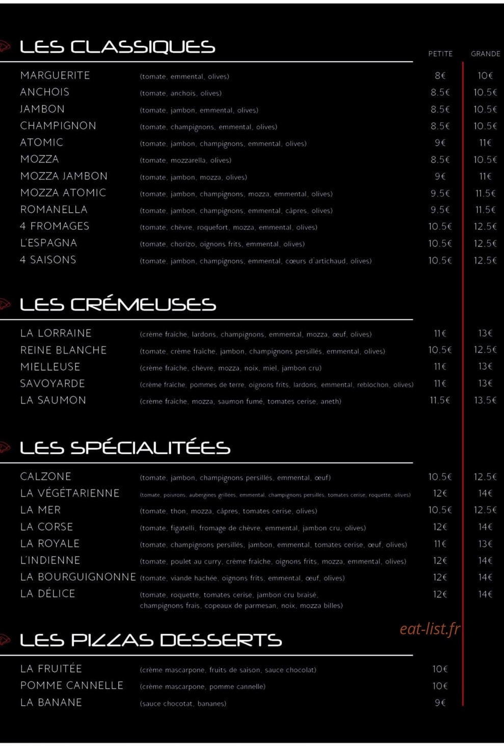 Chez Francky — carte page 1