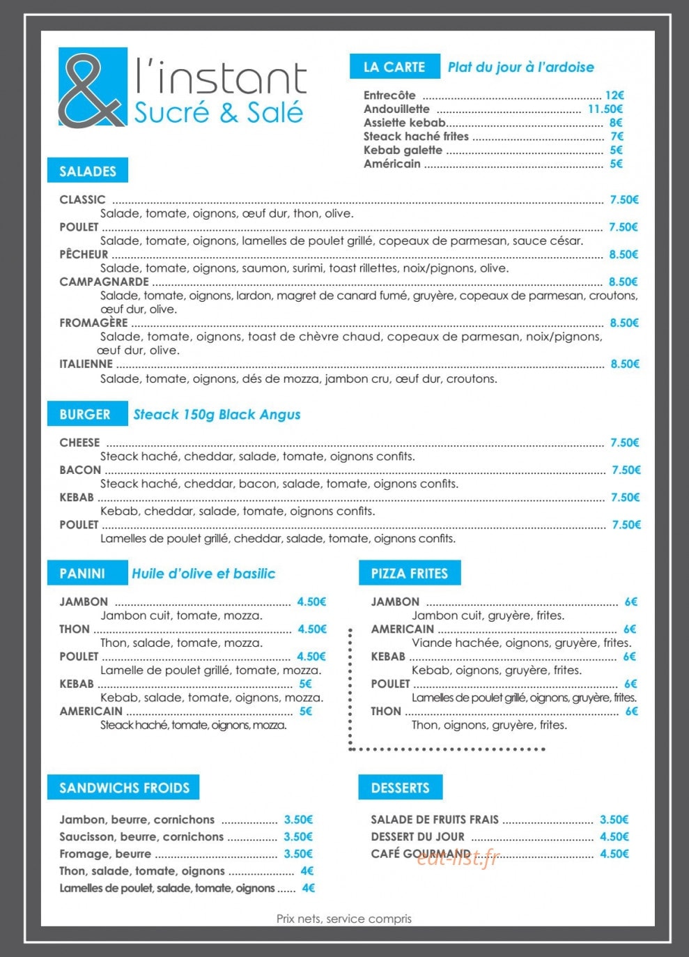 L'Instant Sucré Salé — carte page 1