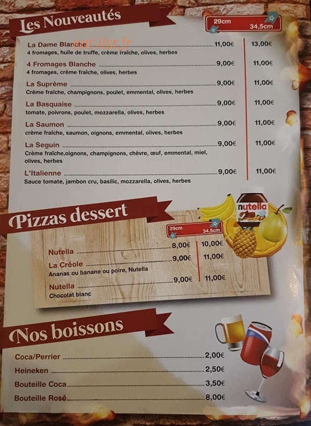 Geoffrey pizza — carte page 2