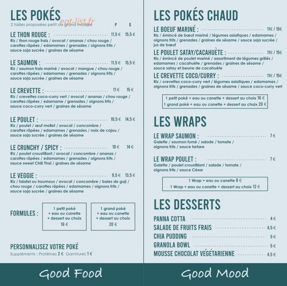 Good Food — carte page 1