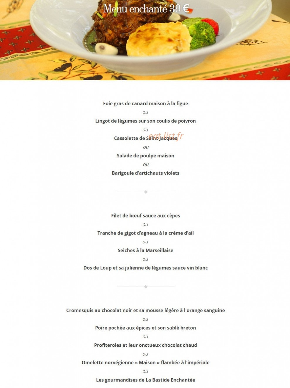La Bastide Enchantée — carte page 3