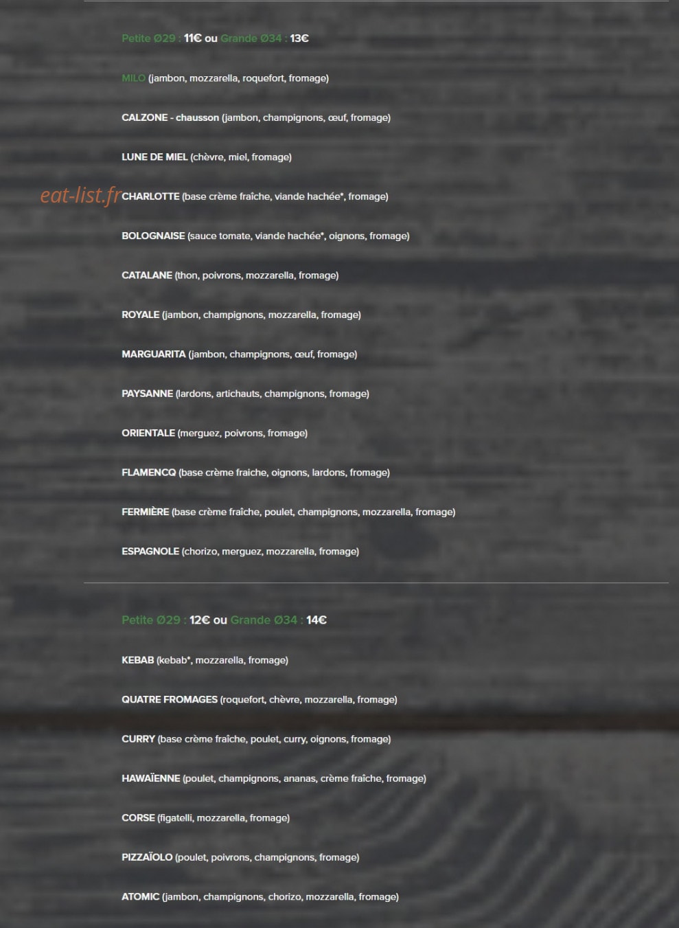 La Pizza Maison Lugari — carte page 2