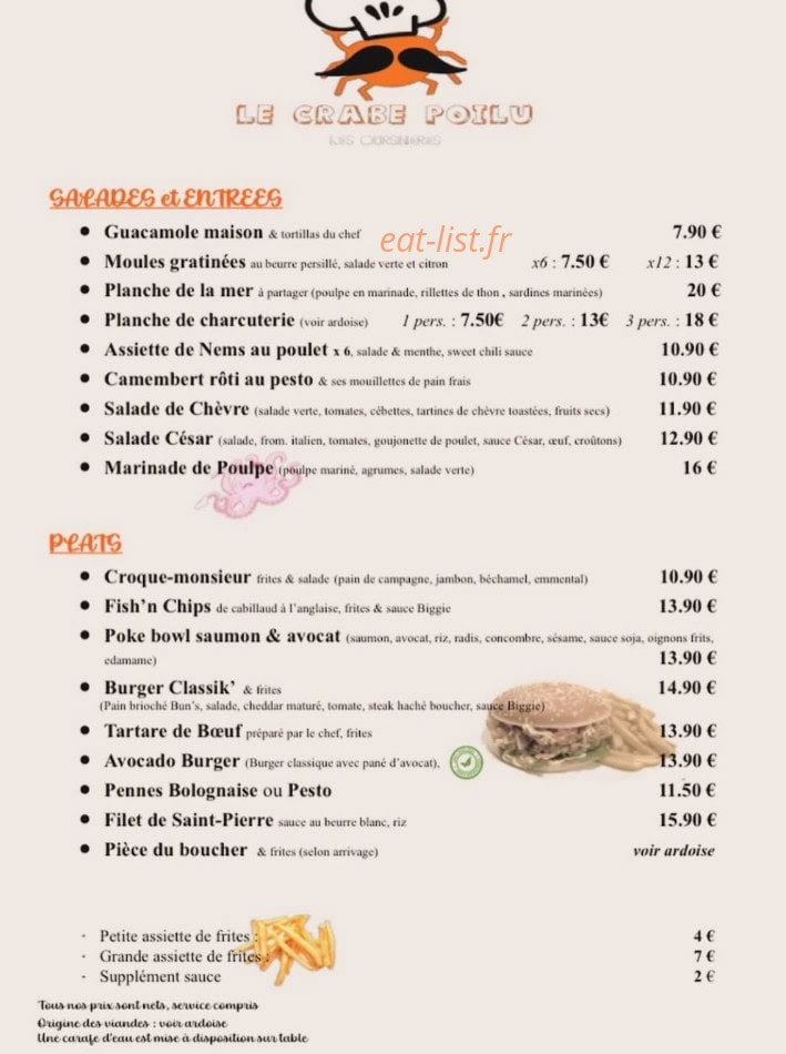 Le Crabe Poilu — carte page 1