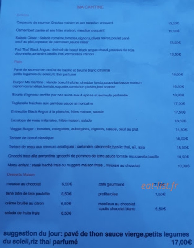 Ma Cantine — carte page 1