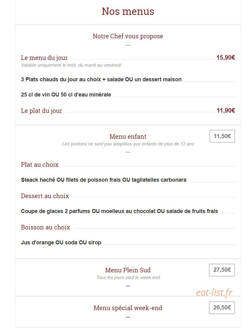 Plein Sud — carte page 1