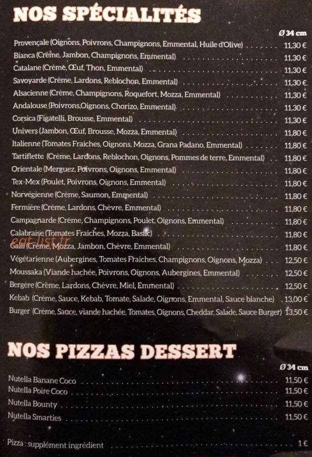 Univers Pizza — carte page 2