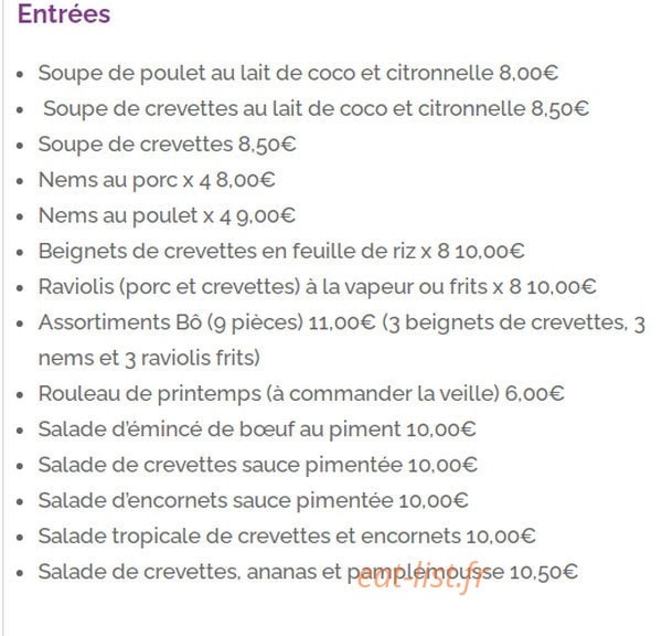 Bô a emporter — carte page 1