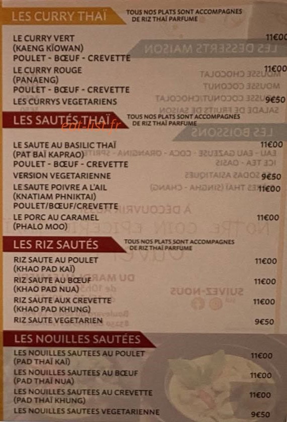 Khwan Khao Thaï — carte page 2