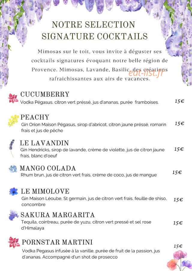 Mimosas sur le Toit — carte page 8