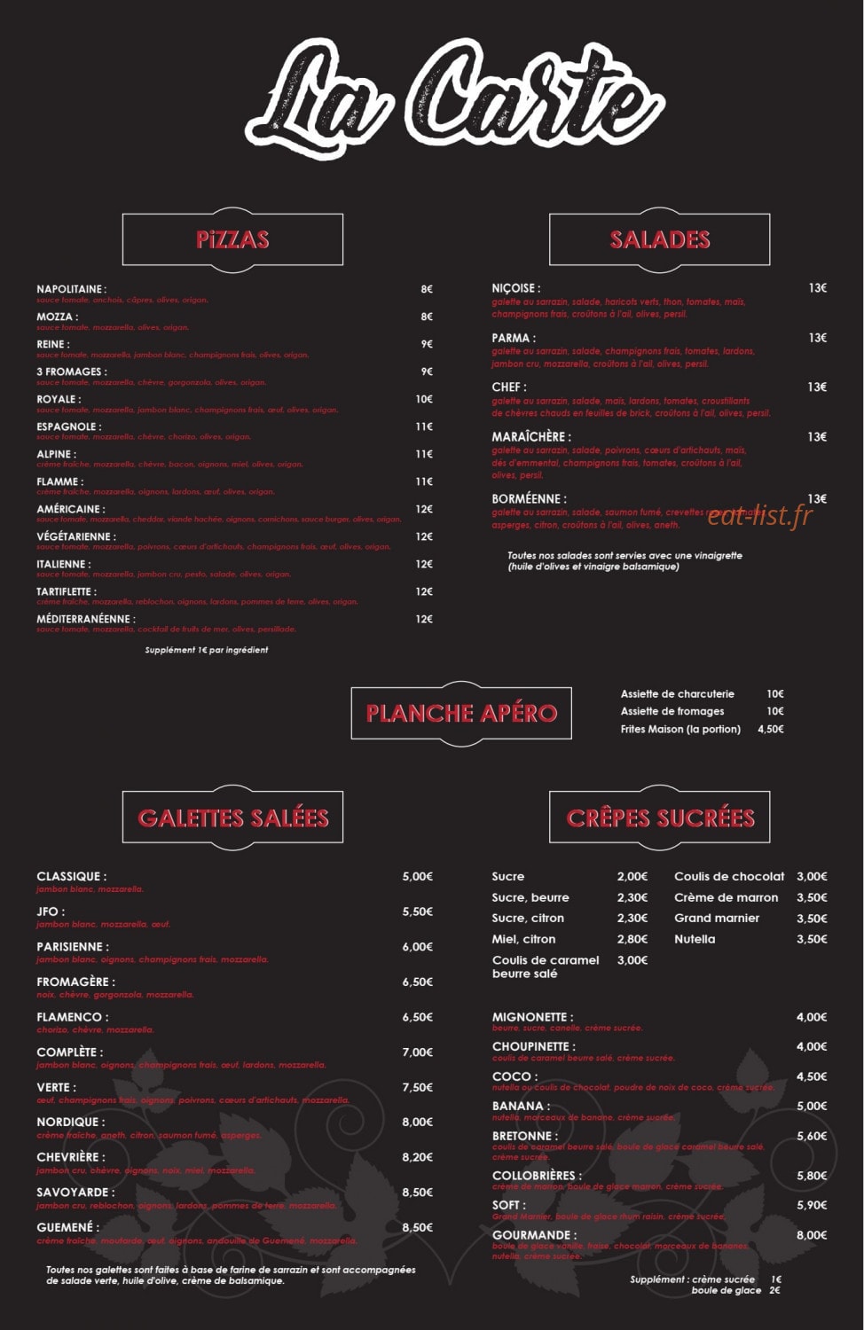 Ô Resto — carte page 1