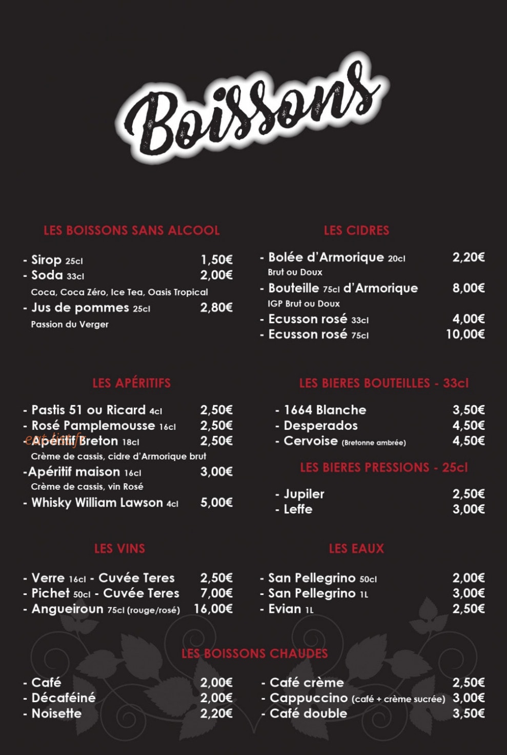 Ô Resto — carte page 2