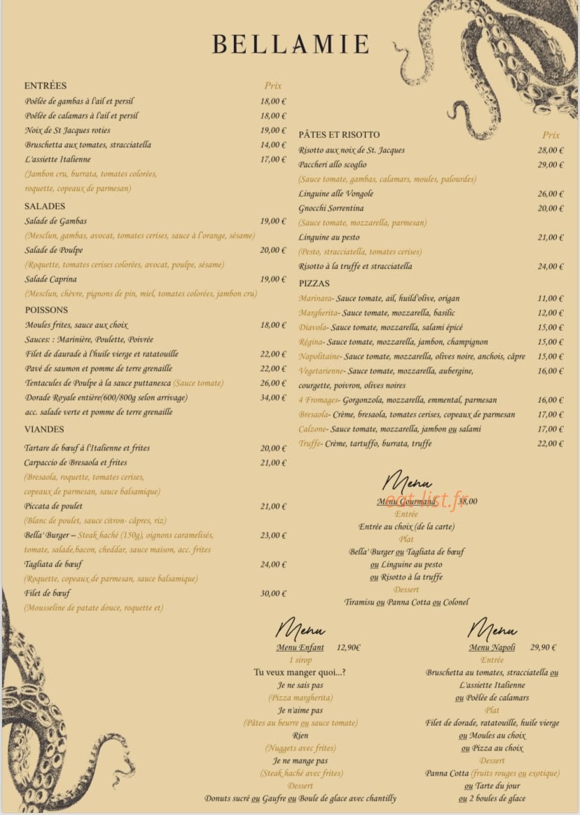 Bellamie — carte page 1
