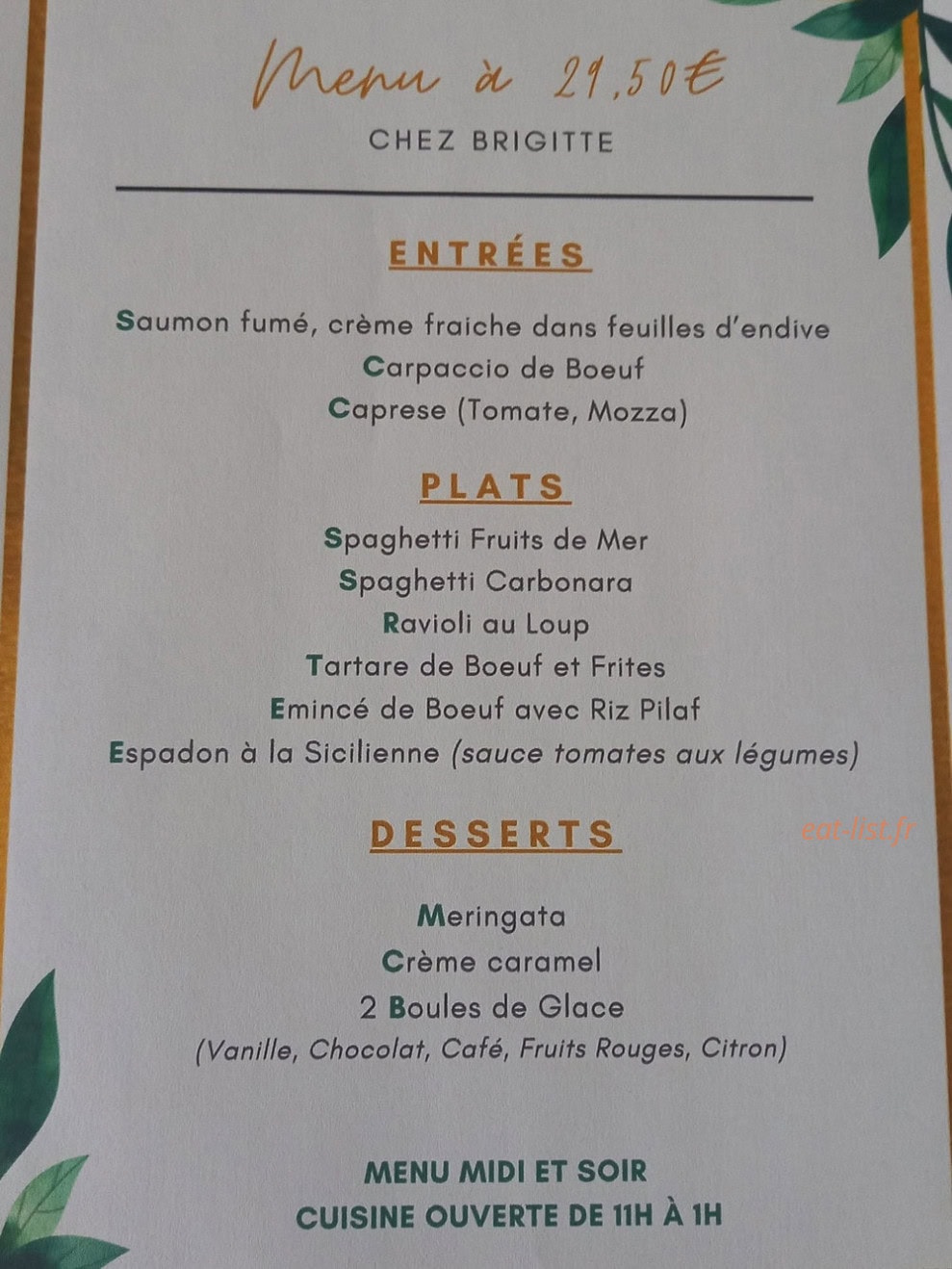 Chez Brigitte — carte page 2