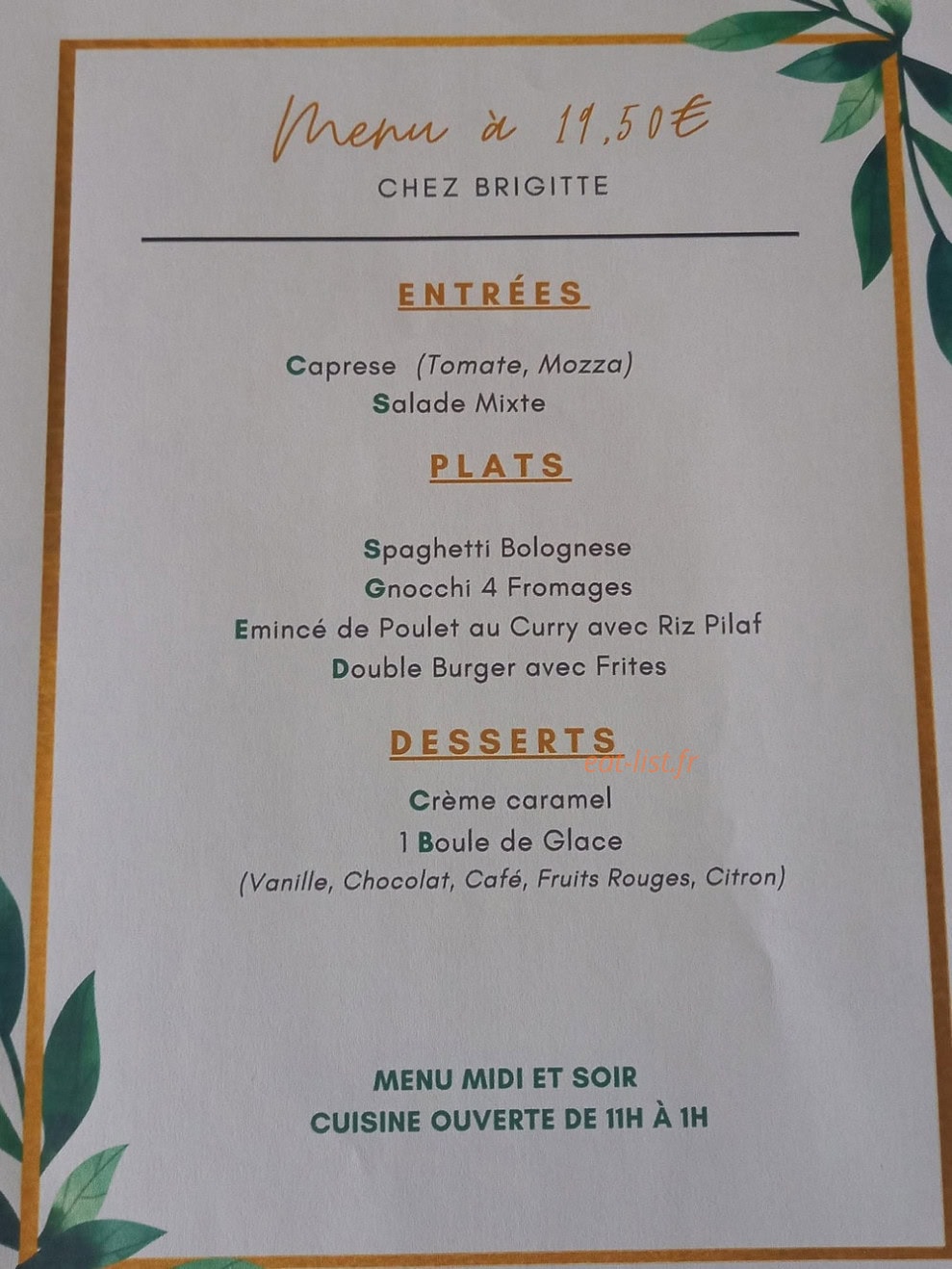 Chez Brigitte — carte page 1