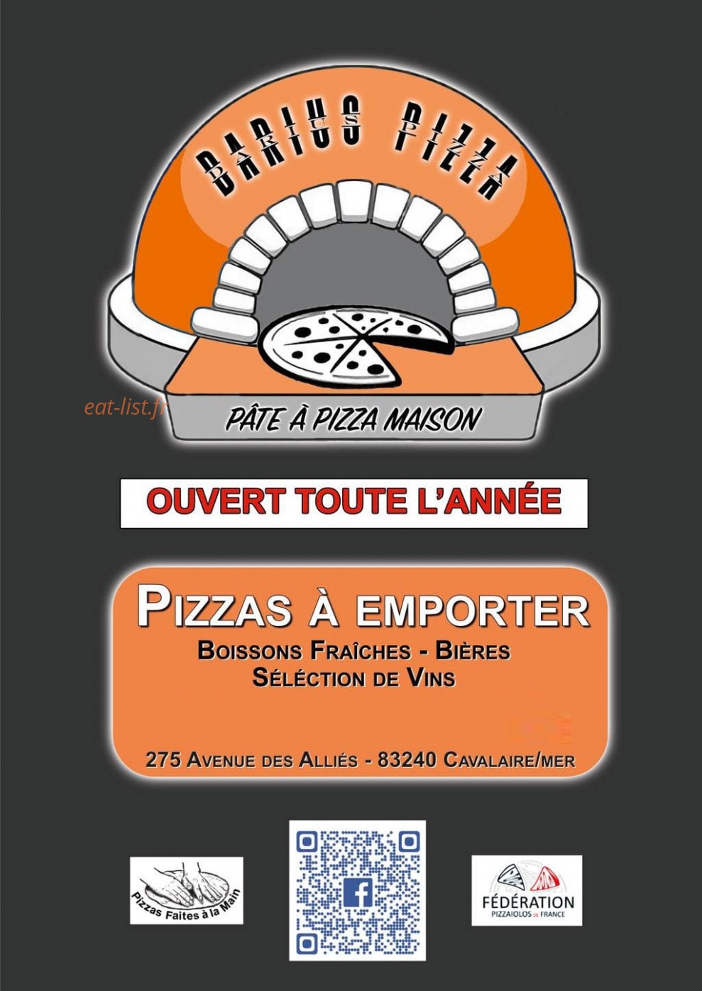 Darius Pizza — carte page 1