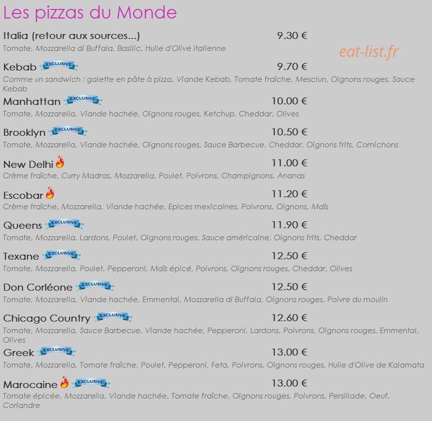 Elite Pizza — carte page 3