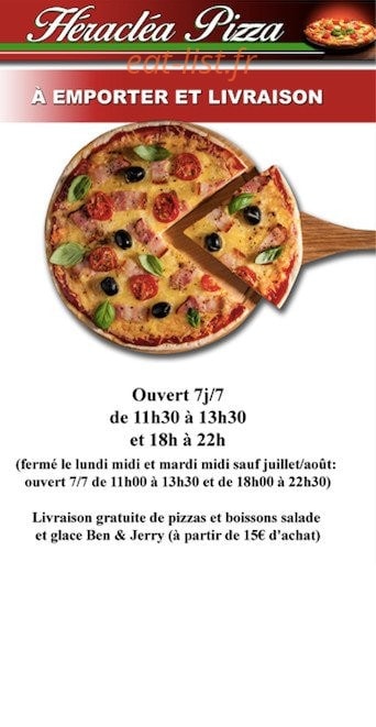 Heraclea Pizza — carte page 1