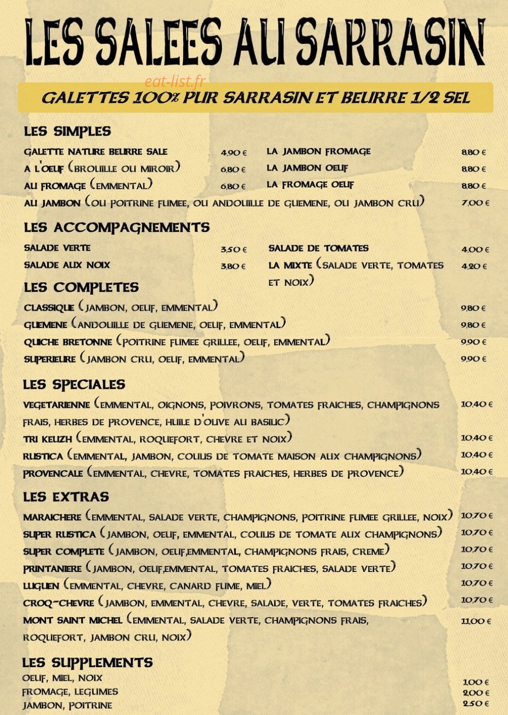 La Petite Creperie — carte page 2