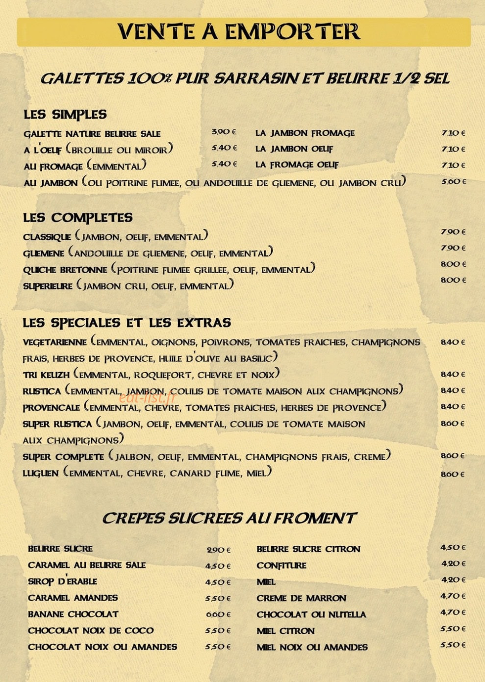 La Petite Creperie — carte page 5