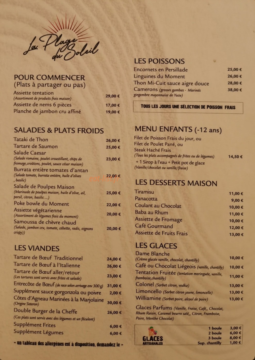 La Plage du Soleil — carte page 1