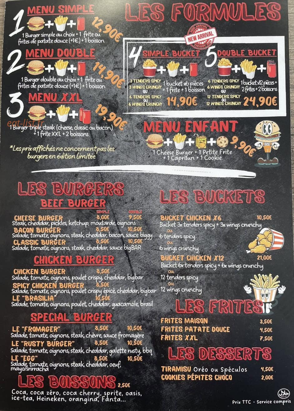 Le Bec d'Or Burger — carte page 1