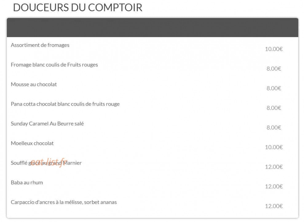 Le comptoir des saveurs — carte page 2