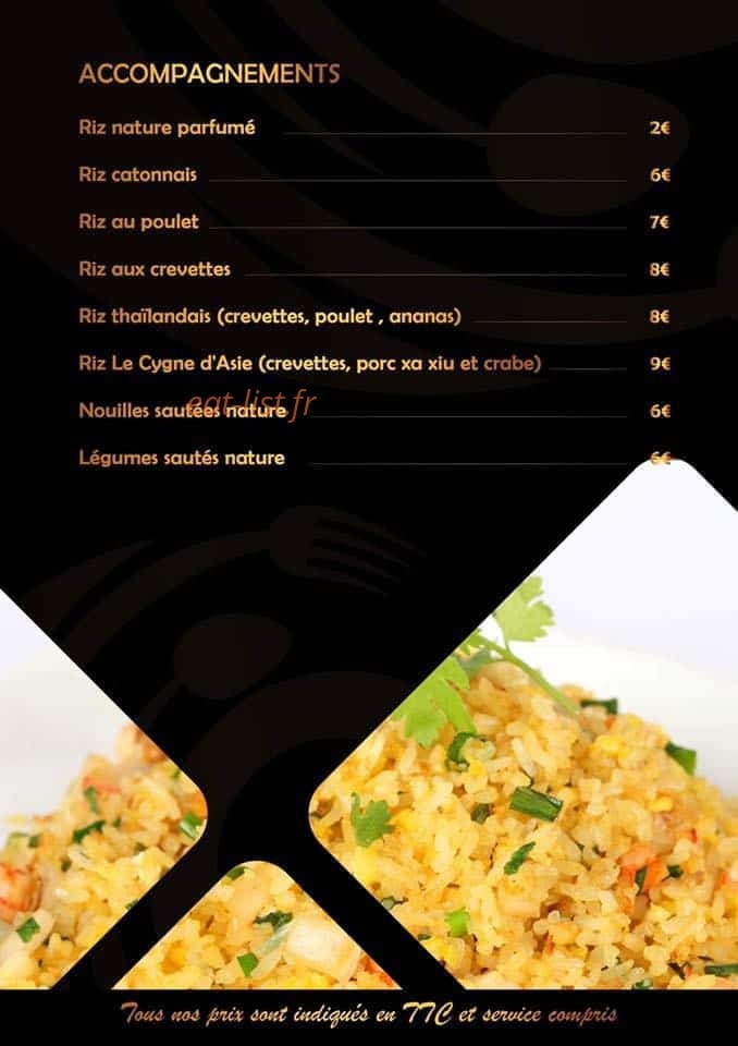 Carte et menu de Le Cygne d’Asie à Cavalaire sur Mer — accompagnements