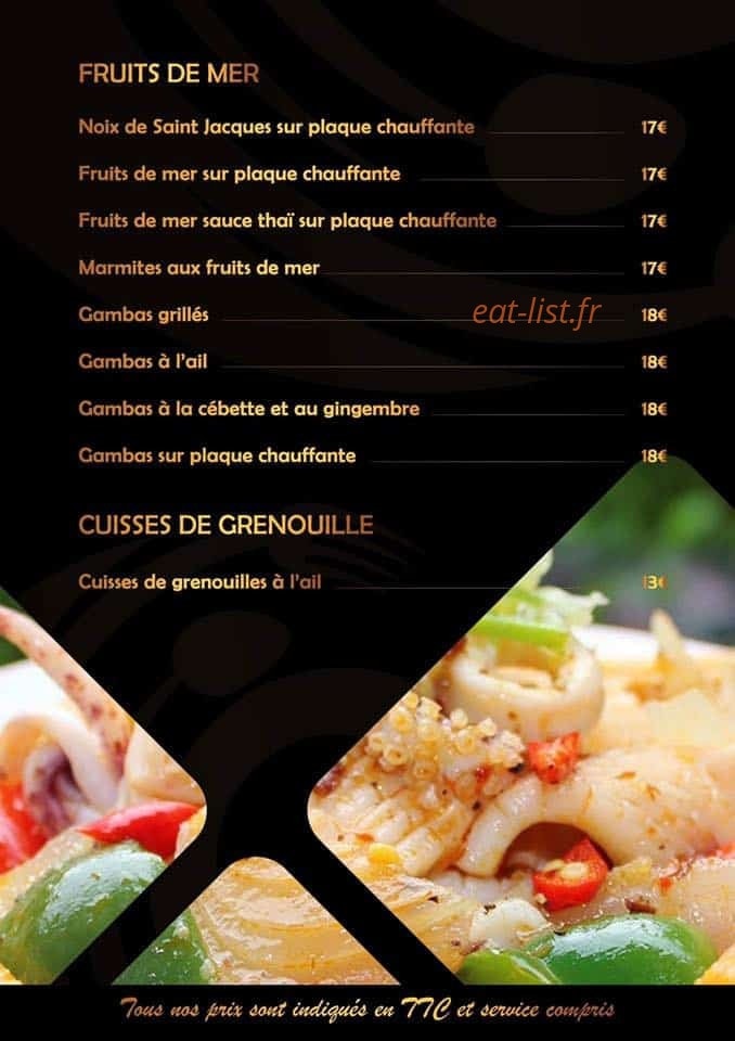 Carte et menu de Le Cygne d’Asie à Cavalaire sur Mer — fruites de mer