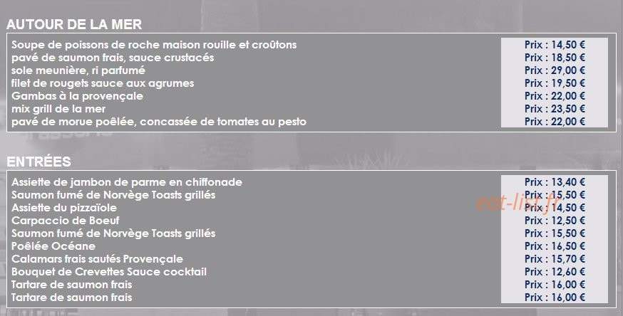Le Pizzaiole — carte page 1