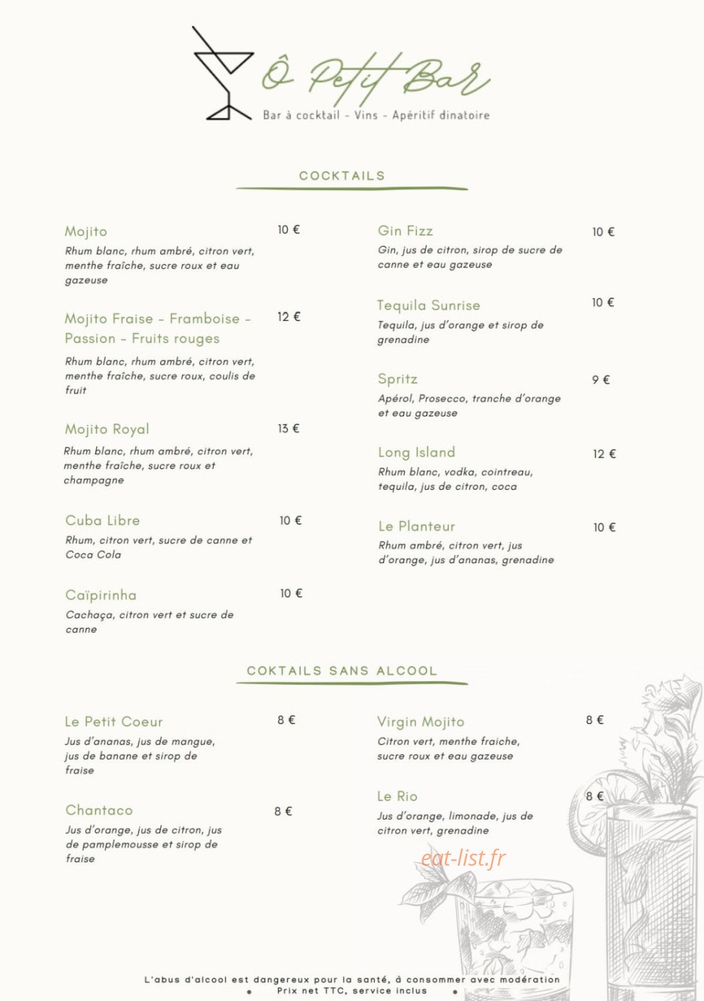 Ô Petit Bar — carte page 2